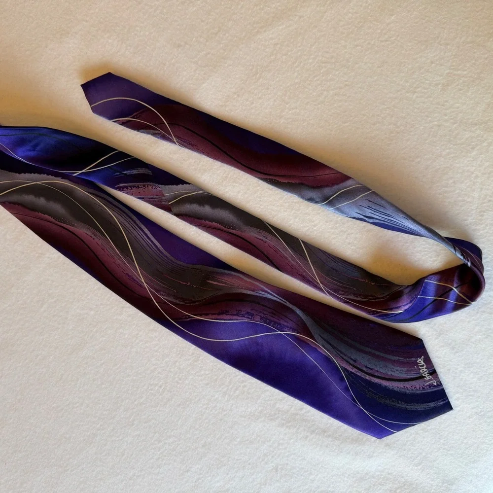 J Garcia‎ Hieroglyphics Men's Necktie Purple Black Silk Limited Edition Desiger